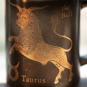 Vintage Taurus Milk Glass Zodiac Mug | Federal Glass Company | 60s 70s Astrology